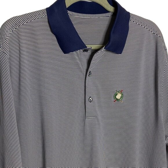 Red Stick Golf Polo Shirt Mens 2XL Native Indian Seminole Navy Blue Stripe  READ - Picture 1 of 8